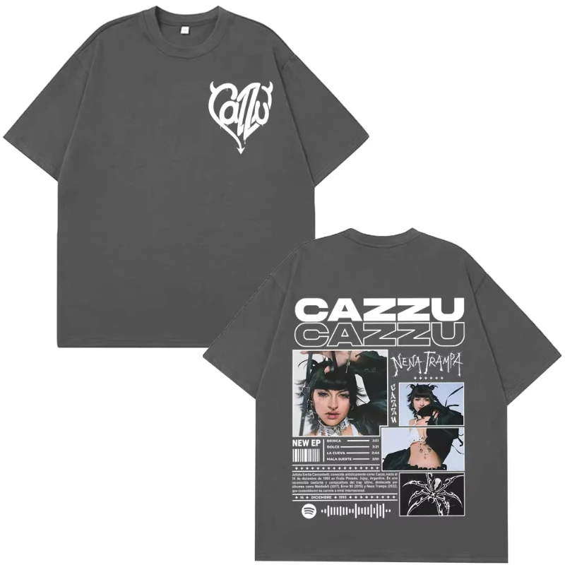 Singer Cazzu Tour 2025 Harajuku Tees Men Women Fashion T-shirt Summer Casual Hip-hop Hipster Cotton Oversized T-shirt Streetwear