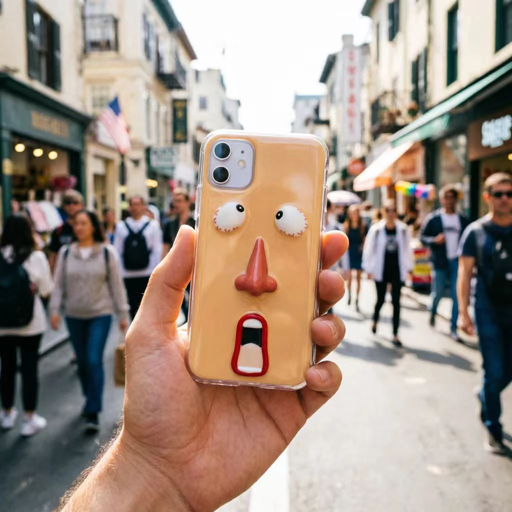

3D Funny Face Soft Silicone Phone Case for iPhone 16 15 14 13 12 11 Pro Max X XR Cartoon Nose Lips Shockproo