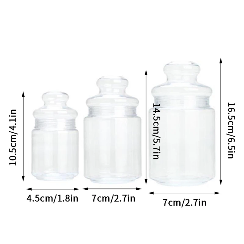 1Pcs Plastic Transparent Candy Jars Plastic Cookie Jars Food Storage Container Reusable Cookie Container Countertop Organizer