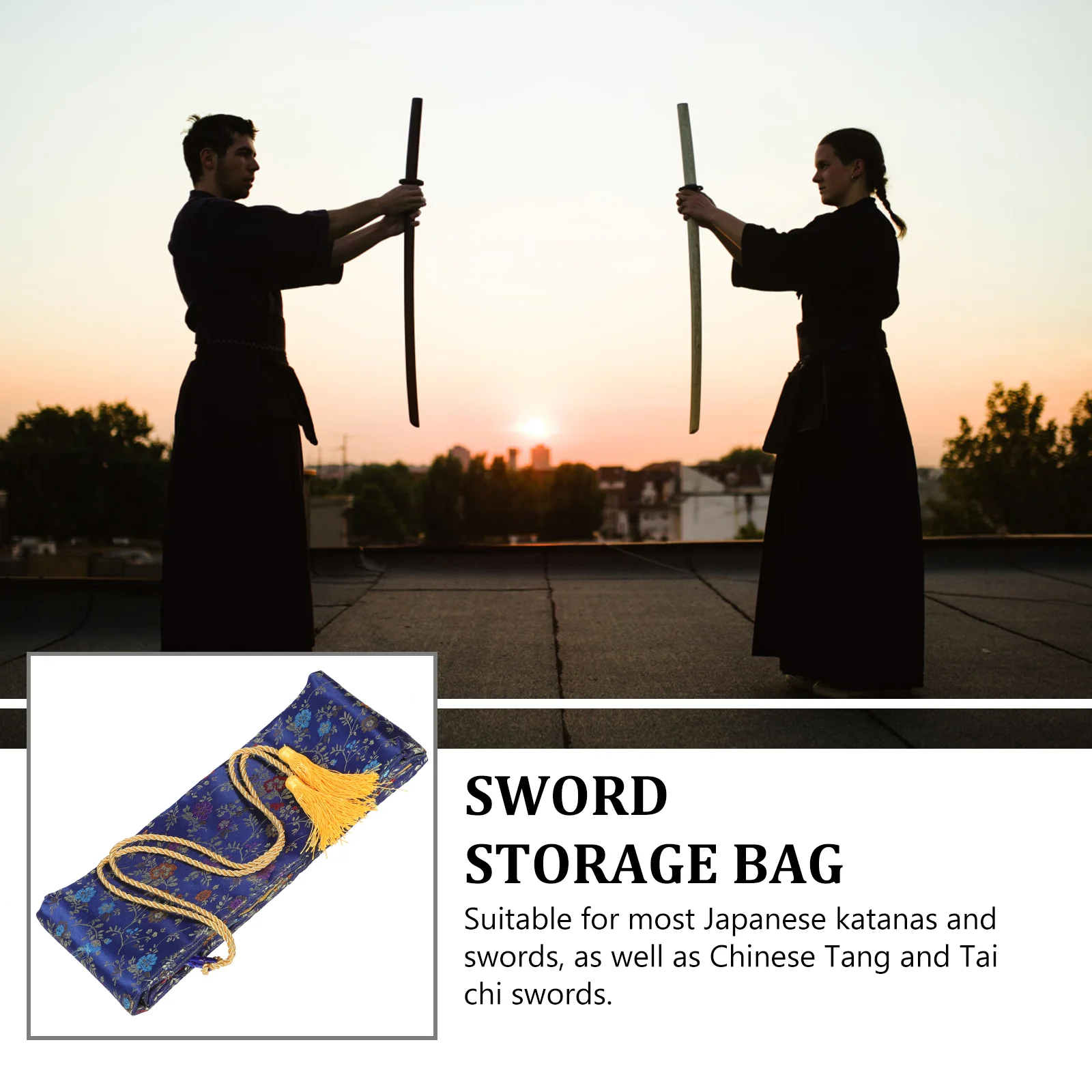 Sword Bag Silk Swords Japanese Carrying Katana Case Chinese Taichi Long Pouch Storage Holder Canvas Organizer Wakizashi Samurai