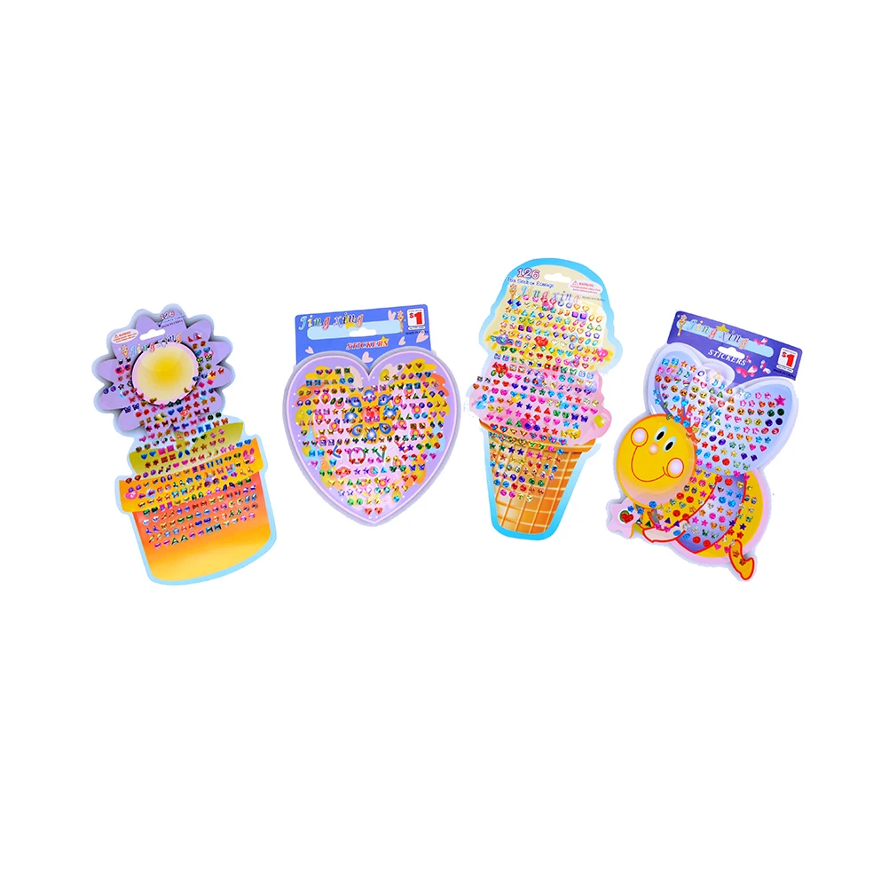 HOT 4pcs/set Wonderful Children Stickers Earring Cartoon Reward Crystal Stickers Toy