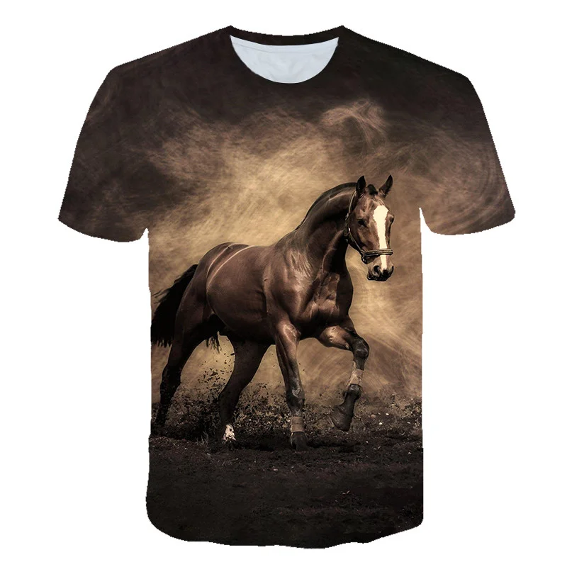 Summer Hot Sale Animal Horse graphic t shirts Men Fashion Personality 3D Printed Tees Tops Casual O-neck Short Sleeve T-shirt