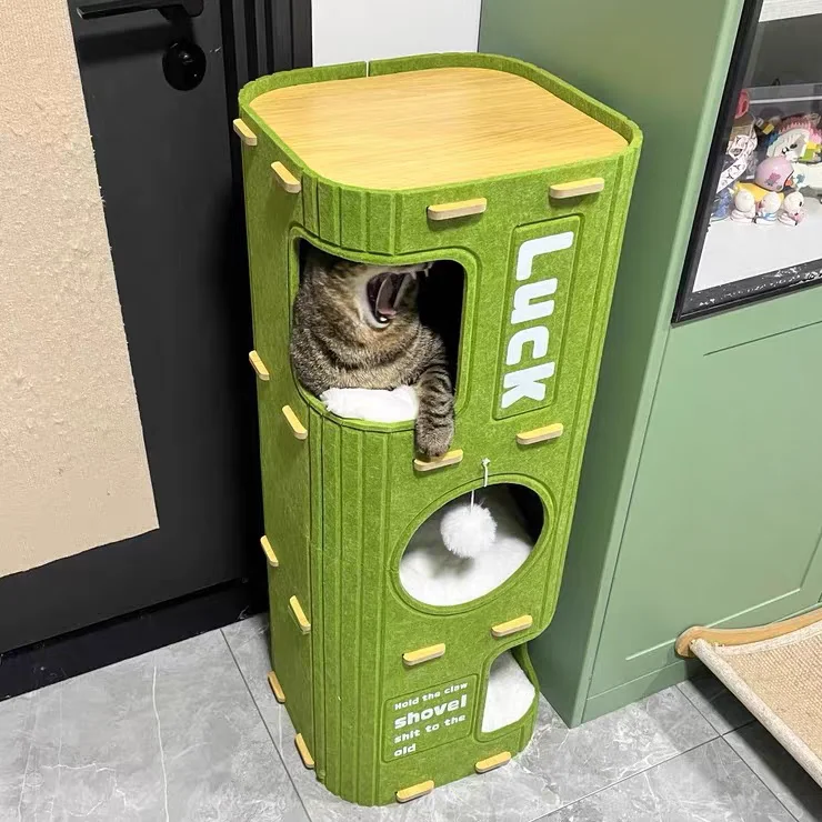 

cat climbing frame, integrated cat tree hole, double-layer escape house, universal in all seasons, multi-cat family felt board