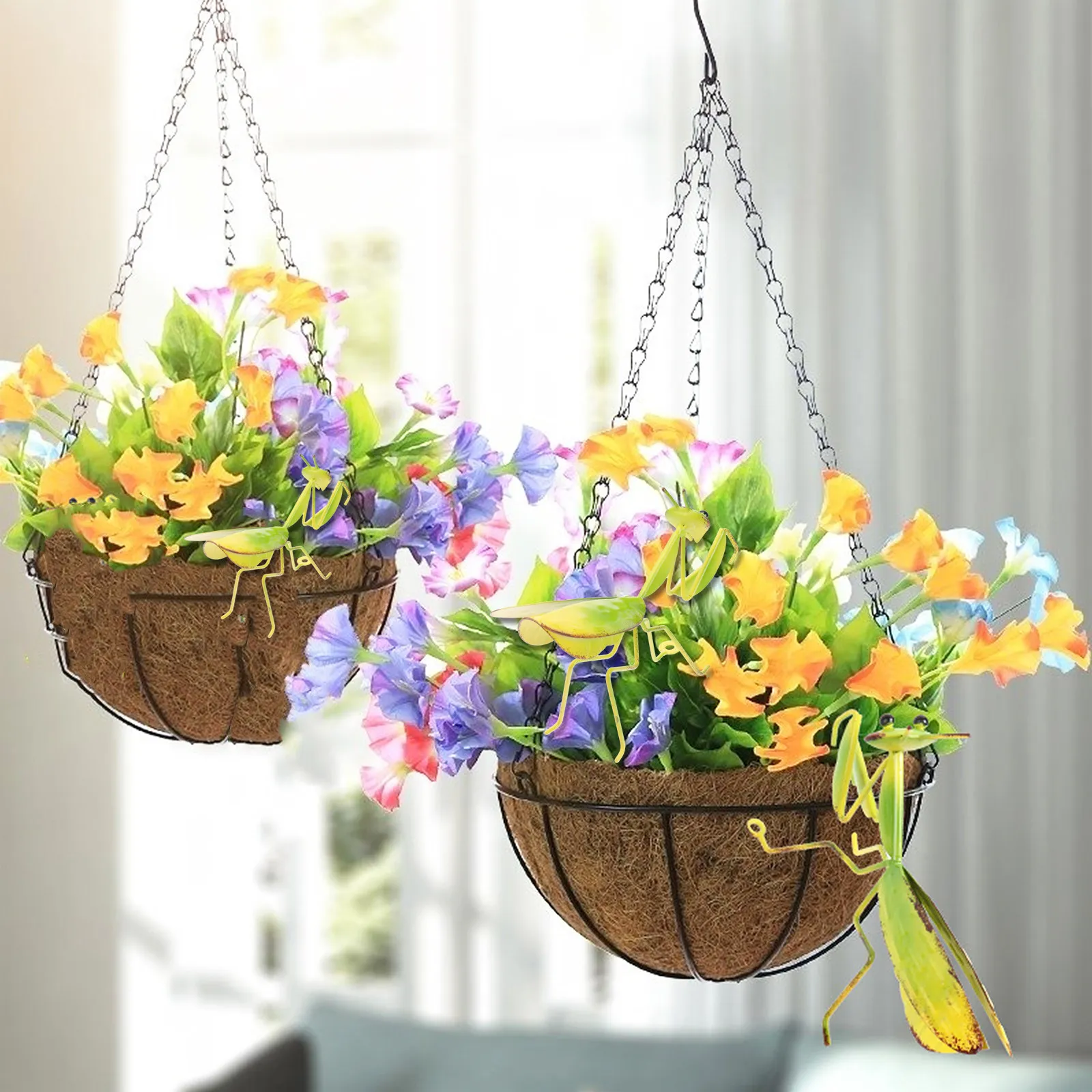 Mantis Wall Decor 3 Piece Iron Hanging Ornaments for Garden Yard Patio Fence Porch Lawn Indoor Outdoor