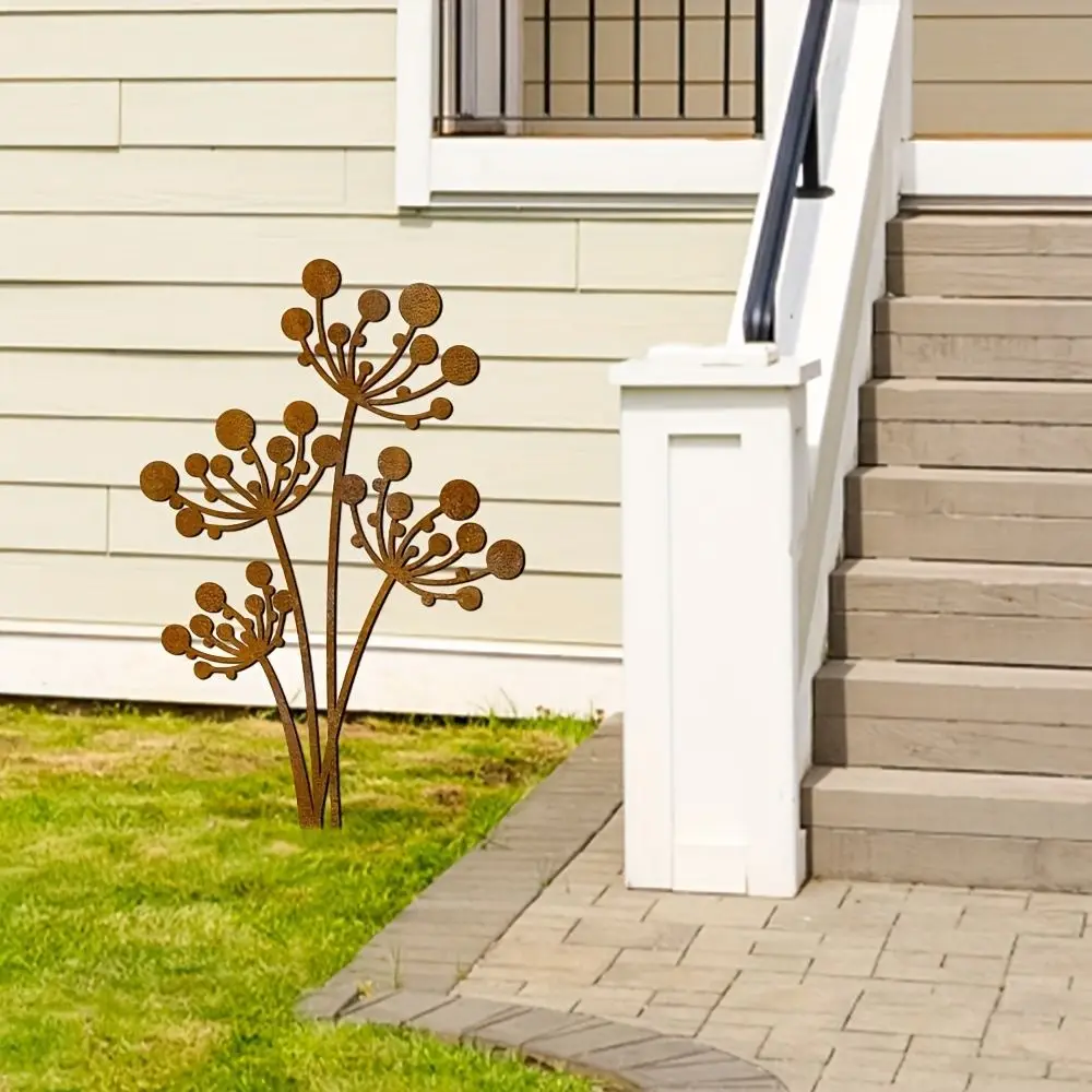 Creative Metal Decorative Rusty Stake Antique Design Art Ground Stake Plant Shaped Floor Plugs Bonsai