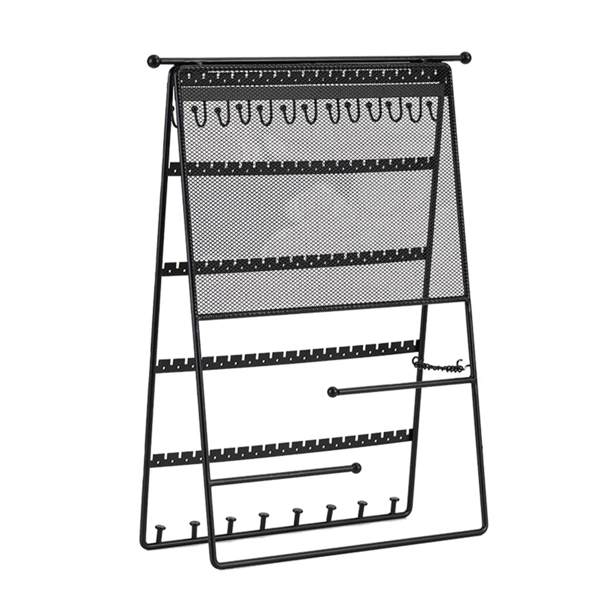 

AOAO-New Black Vertical Folding Jewelry Display Stand Foldable Earrings Necklaces Rings Jewelry Stand