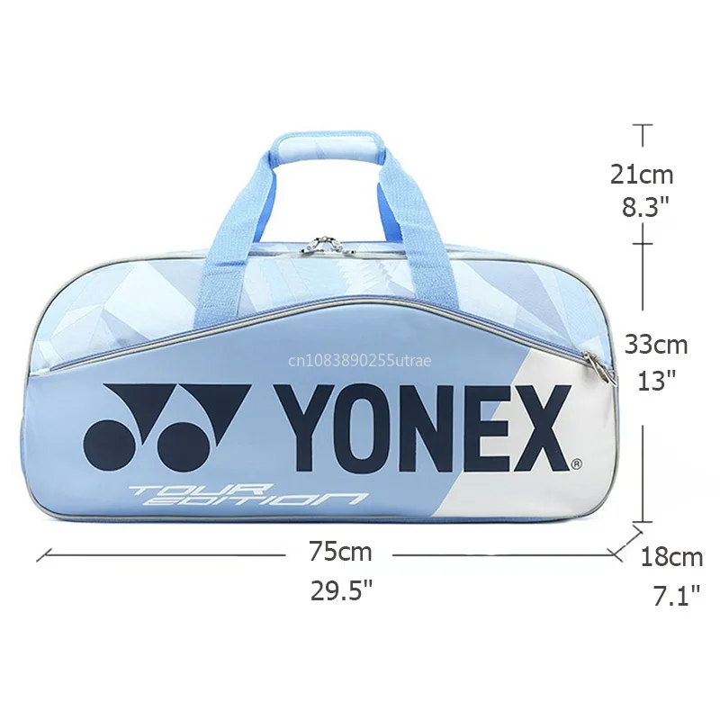 Yonex ของแท้ Professional กระเป๋าไม้เทนนิสสีฟ้ากีฬากระเป๋าสําหรับผู้หญิงผู้ชายกระเป๋าเป้สะพายหลังแร็กเก็ตพร้อมช่องใส่รองเท้า