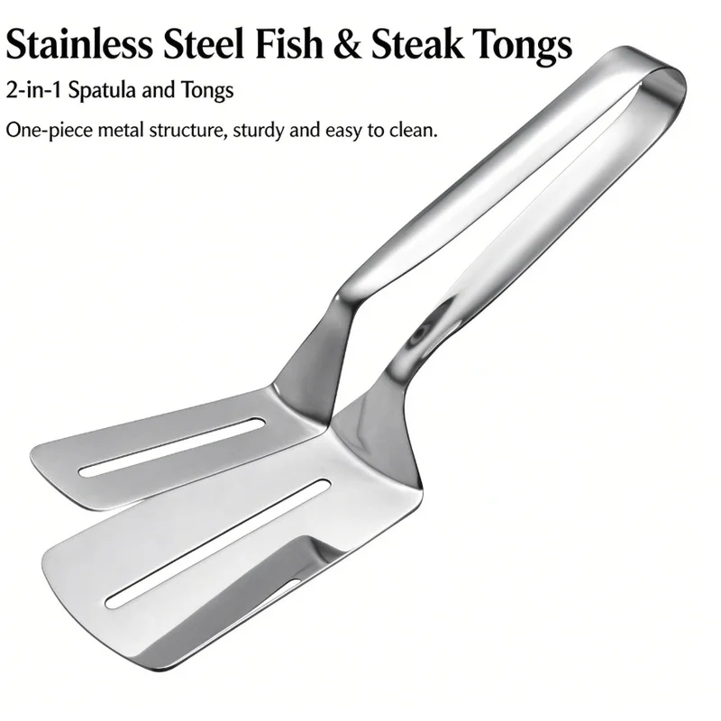 304 Stainless Steel Steak Tongs Kitchen BBQ Grilling Clips for Fish Bread Pancake Cooking