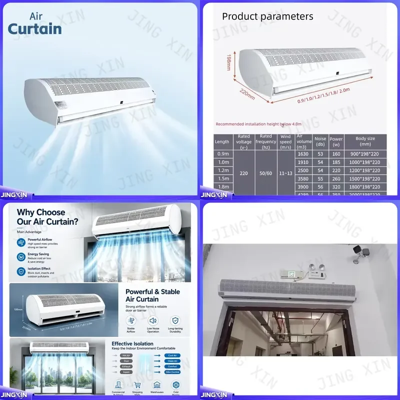 custom for 1.2m 48 Inch Cross Flow Air Curtain Door Fan With Remote Control Magnetic Switch Natural Wind Commercial Entrance