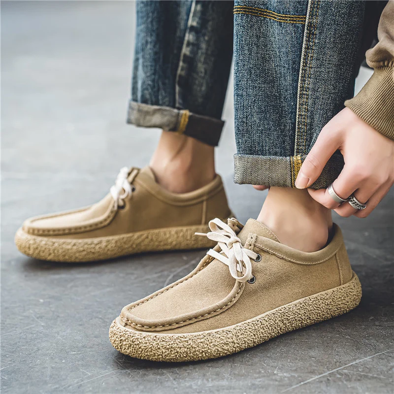 Fashion Retro Casual Men Shoes Comfortable Lace-up Loafers Shoes Men Flat Sneakers Classic Light Driving Footwear Zapatos Hombre