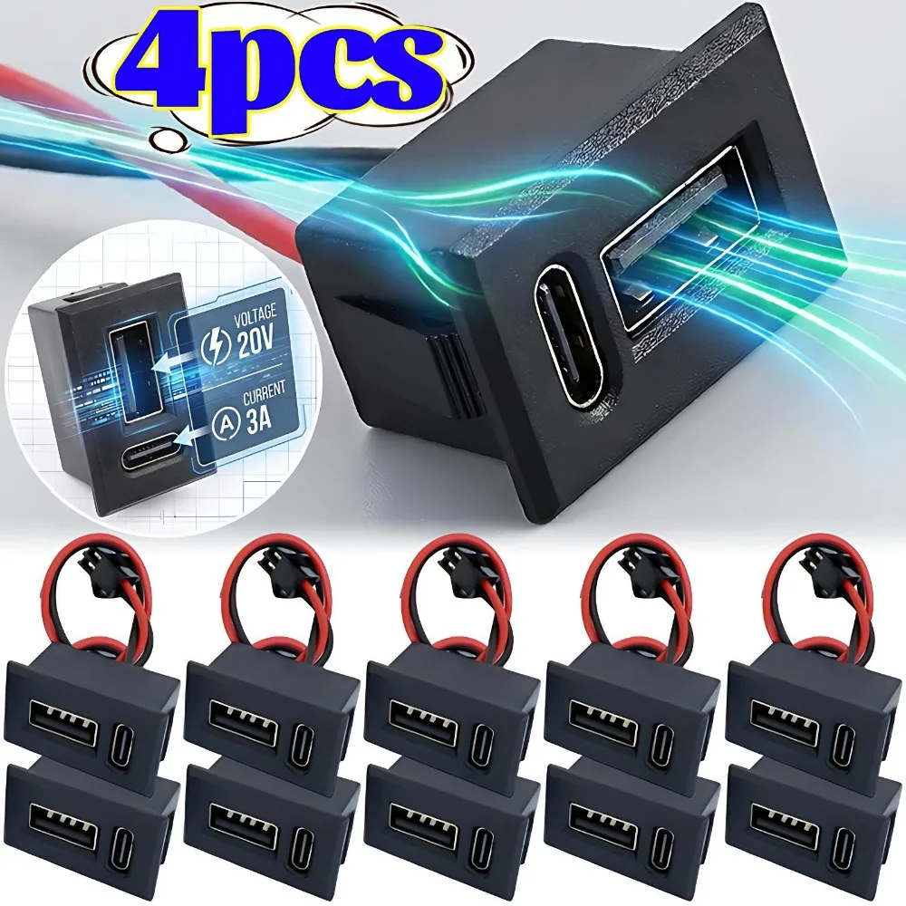 Adaptador de Corriente para Auto con Doble Puerto USB Tipo C, Conector Hembra para Asiento, 20V 3A, Carga Rápida para Auto, Camioneta, Bote, Motocicleta
