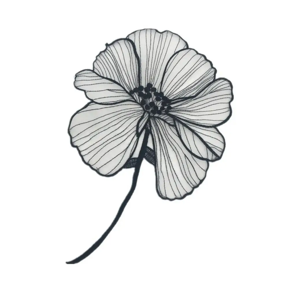 2Pcs Black Flower Embroidery Patches For Clothing DIY Sew On Floral Parches Embroidery Lace Appliques Shirts Sewing Accessories