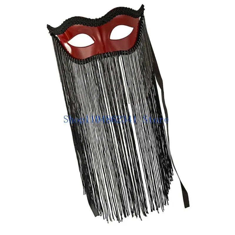 5asd Halloween Masquerades Mask Lace Foxes Cats Face Mask with Tassels Veil Mardi Gras Mask for Carnivals Party Costume Ball
