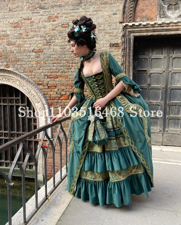 Emerald Green Mid Century Prom Dress 2025 Handmade Lace Ruffle Applique Victoria Customised Masquerade فساتين سهرة