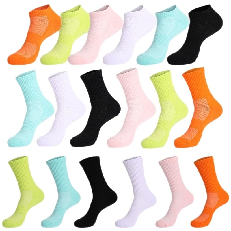 

Terry Cloth Bottom Running Socks Men Women Non-slip Shock Absorption Badminton Basketball Socks Short Solid Color Sports Socks