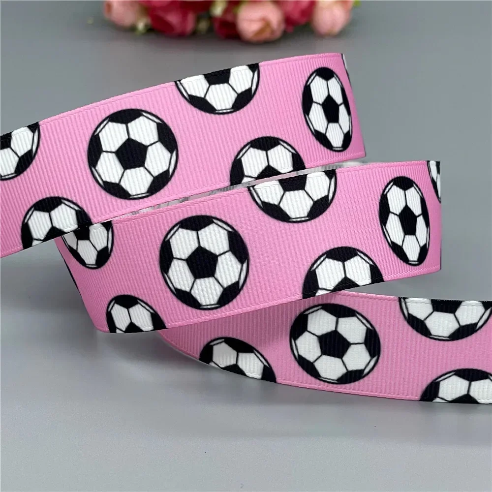 DHK 7/8\'\' 5yards Football Ball Sport Printed Grosgrain Ribbon Accessories Headwear Decoration Collar DIY Sewing Craft E2164