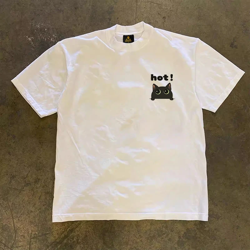 Loose Fit Cotton T-Shirt Unisex Short Sleeve Double Thread UPUPXIA Hero Print Sweat Absorbent round Neck Casual Summer Top