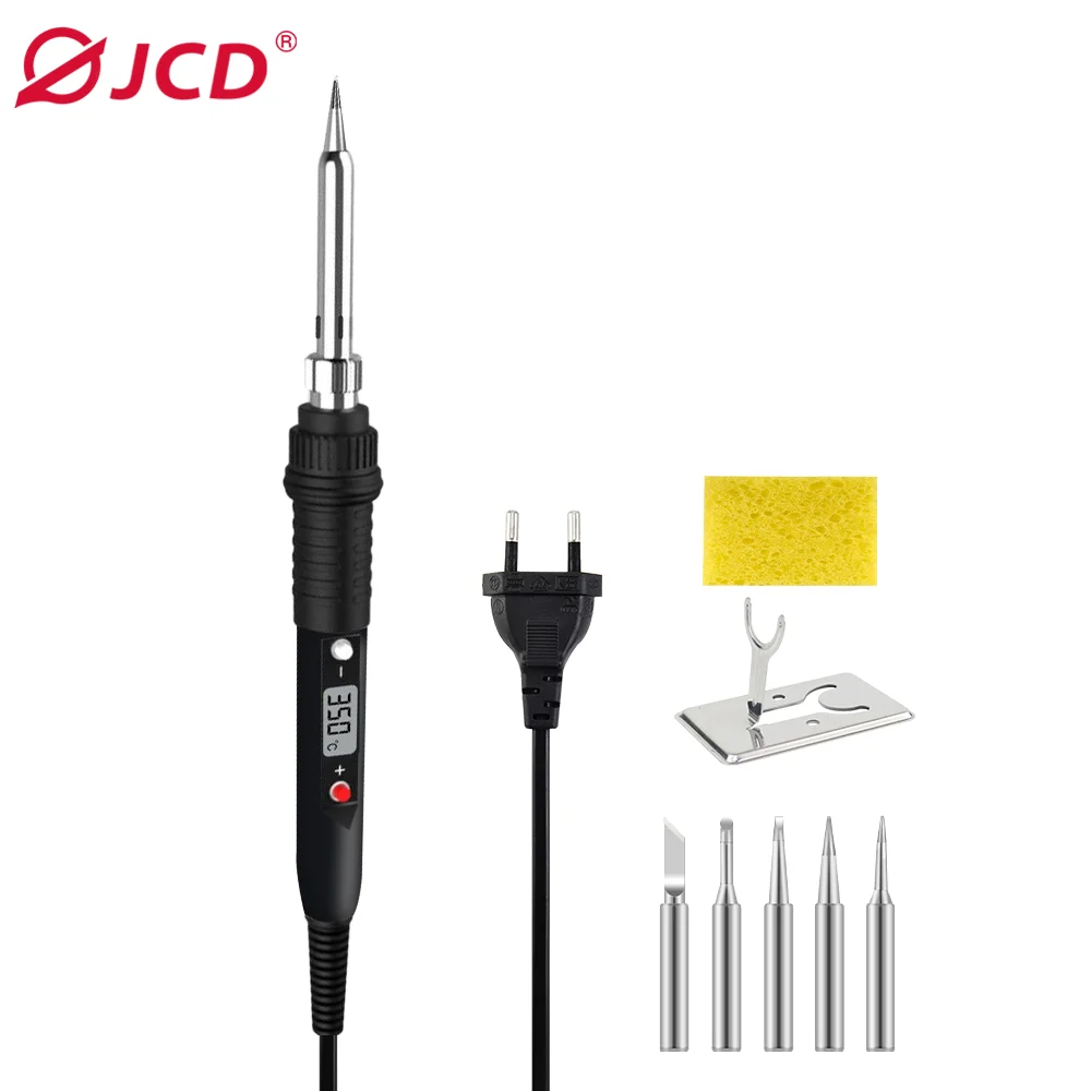 JCD 80W elektrische soldeerboutkit set digitaal temperatuur verstelbaar lasapparaat soldeertin met ijzeren tips reparatiegereedschap