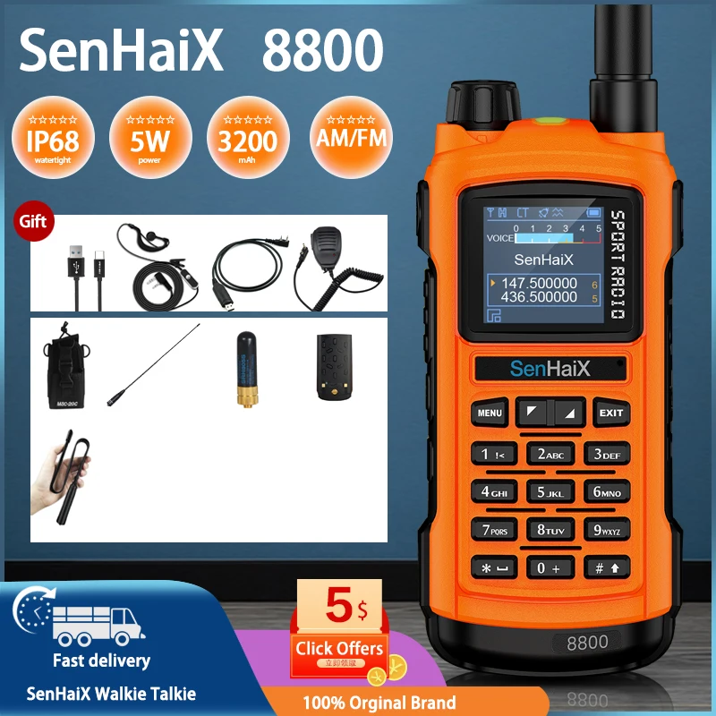 Senhaix8800 Multi-Functional Handheld Walkie Talkie App บลูทูธเขียนความถี่ Dual Band สถานี Self ขับรถเดินทาง