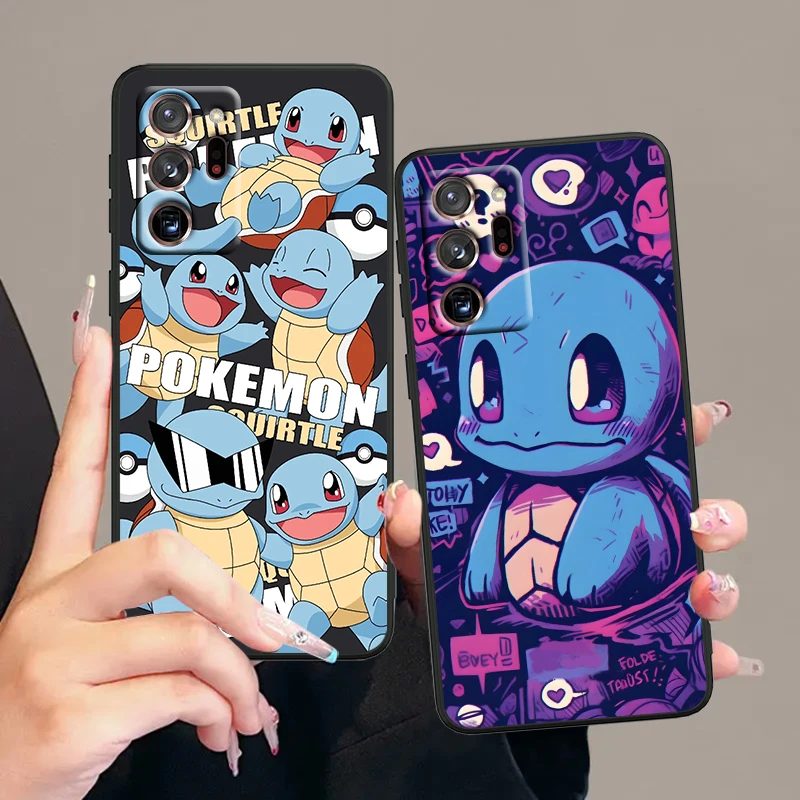 P-Pokemon Cute Johnny Turtle For Samsung Note 20 10 Ultra Plus A31 A14 A12 A70 A34 A25 A04 A05 A15 A24 5G Black Back Phone Case