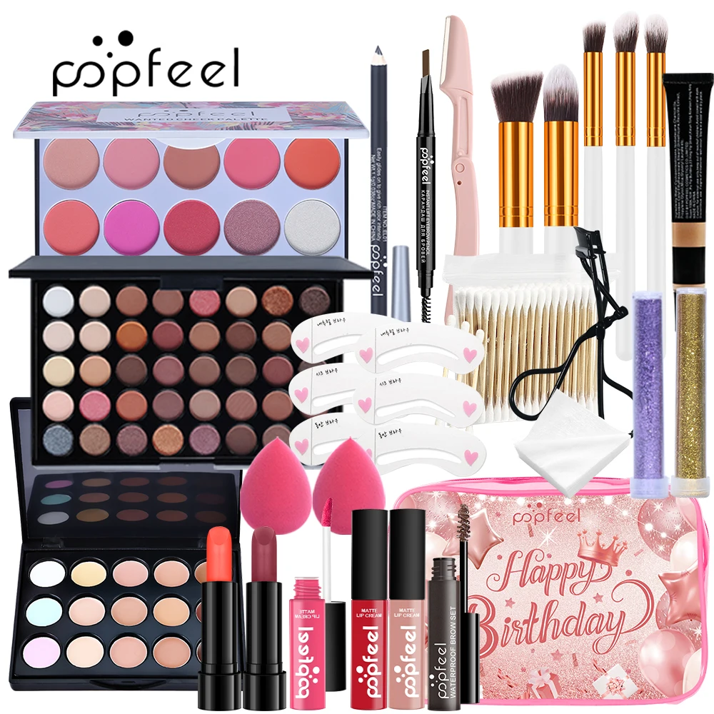 POPFEEL 26点誕生日メイクアップセット - 完全なフェイスメイクアップキット、ギフト、ホリデーパーティー、女の子の初心者メイクアップに最適