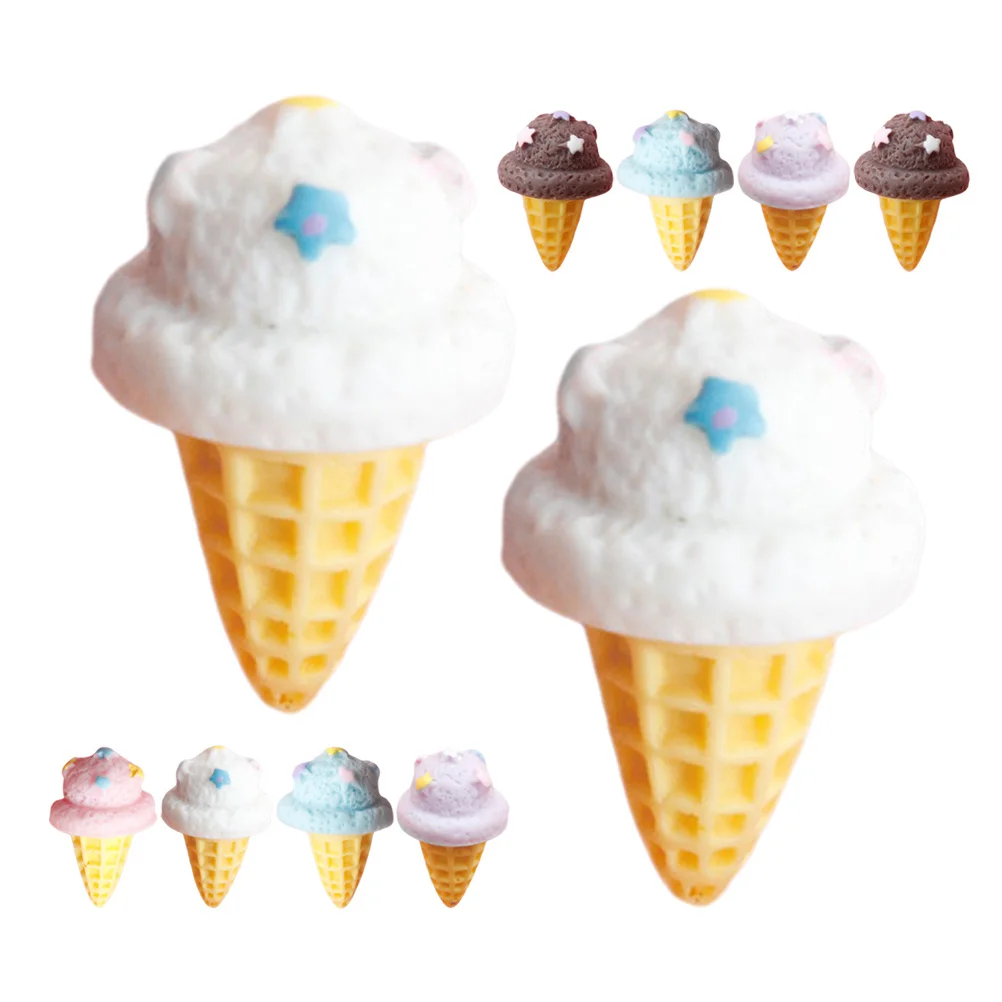 

15Pcs Fake Ice Cream Cone Stylish Realistic Shop Display Miniature House Decor Resin Long Lasting Fake Ice Cream