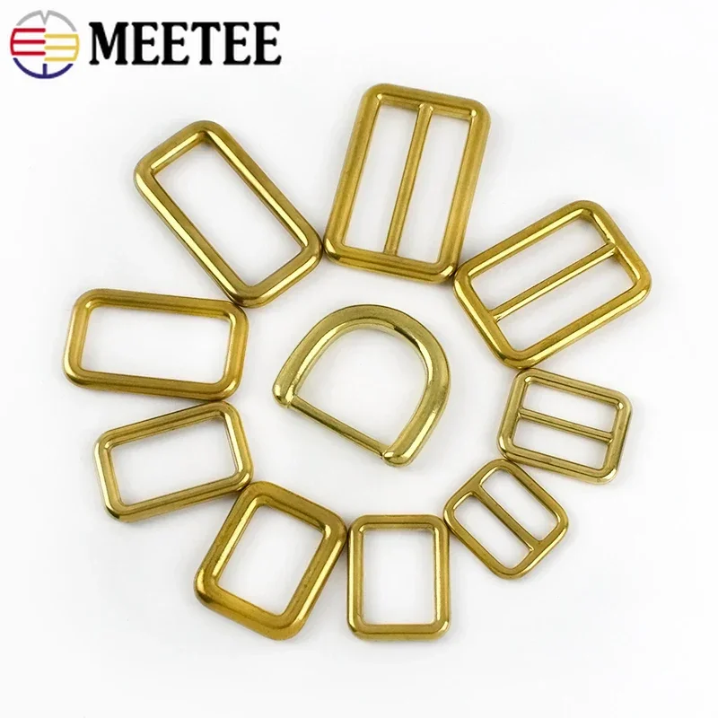 2/5Pcs 15-38mm Solid Brass Buckle D Ring Tri Glide Slider Belt Adjuster Clasp Bag Strap Connect Loops DIY Hardware Accessories