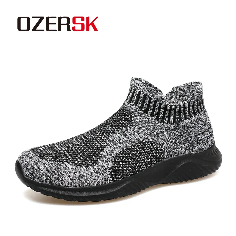 

OZERSK Soft Bottom Men's Shoes Breathable Flying Fabrics Light Weight Comfortable Sneakers Shoes Causal Shoes Men