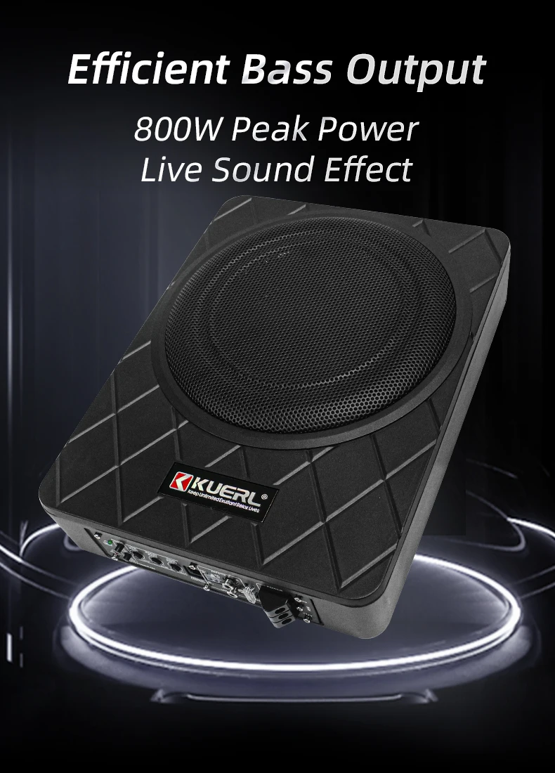 KUERL 10 Inch RMS Power 200W Aluminium alloy Shell Car Audio Amplifier Subwoofer With Wired volume control & Cable Accessories