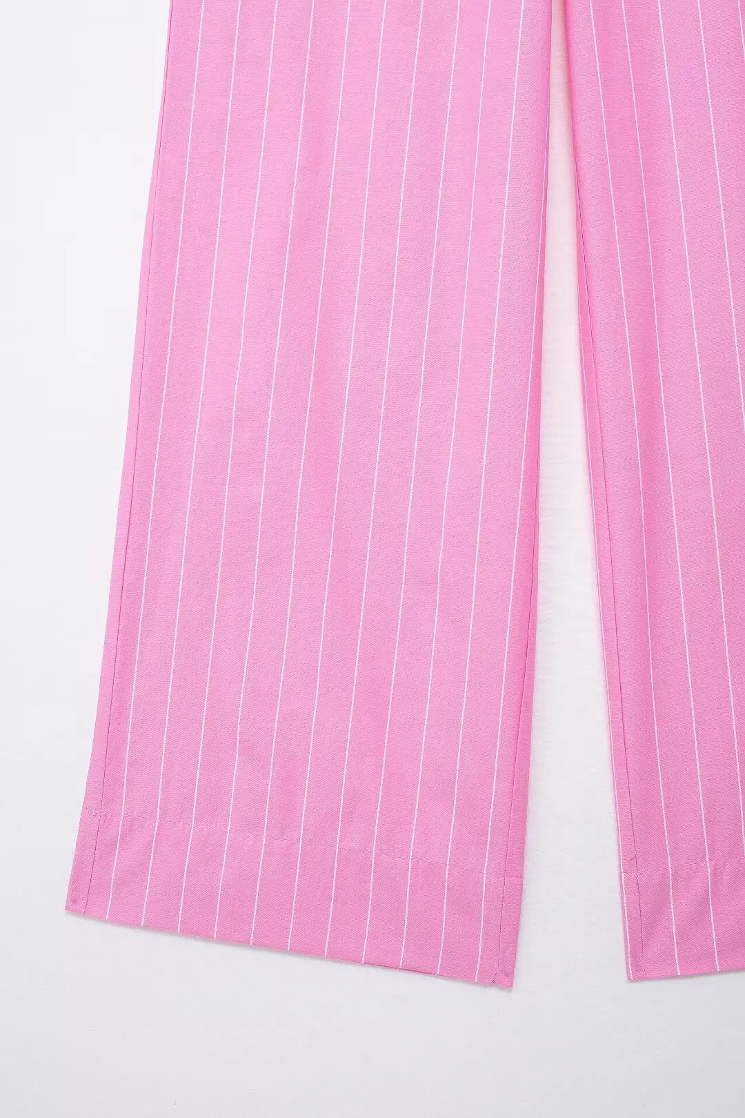 Tangada 2024 Fashion Women Pink Striped Print Wide Leg Pants Trousers Elastic Waist Lady Casual Pants 3H0413