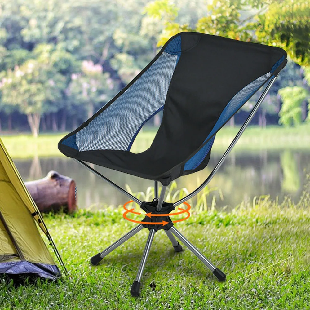 Folding Camping Chair 360° Rotating Swivel Chairs for Adults, Lightweight Foldable Portable Chair for Picnic, Beach, Fishing