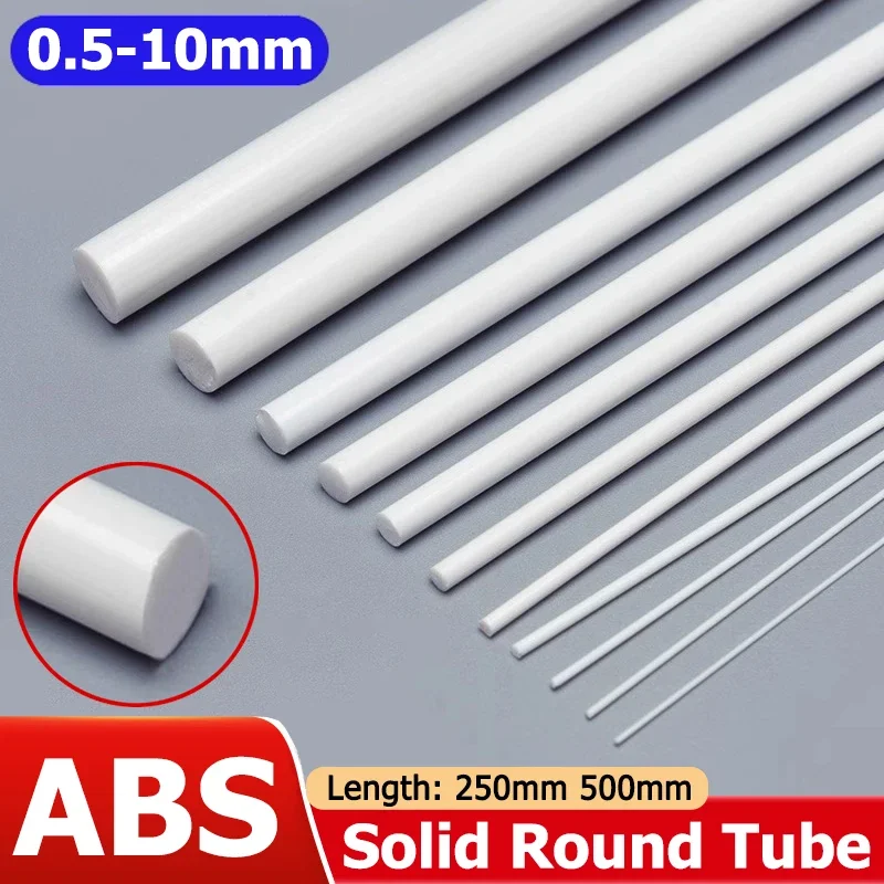 1-50pcs OD 0.5/0.8/1/1.5/2/3/4/5/6/8/10mm White ABS Round Solid Pipe Tube Length 250mm 500mm Plastic Hard Hose DIY Model Crafts