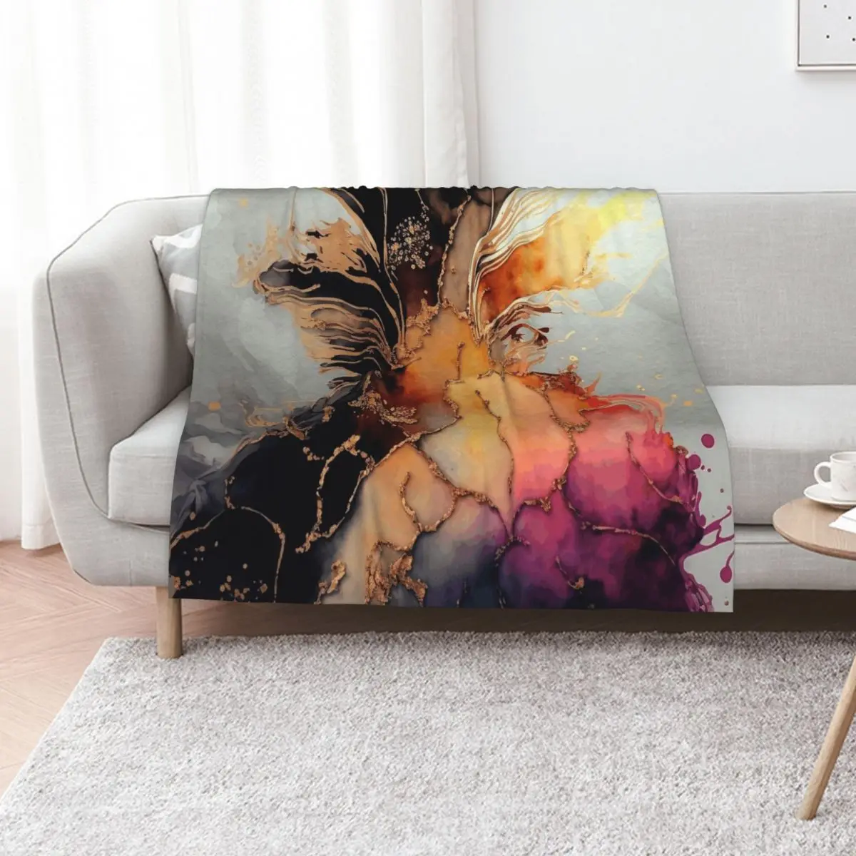 Sweet Pineapple - Abstract Alcohol Ink Resin Art Throw Blanket heavy to sleep Warm manga Baby Large Heavy Blankets