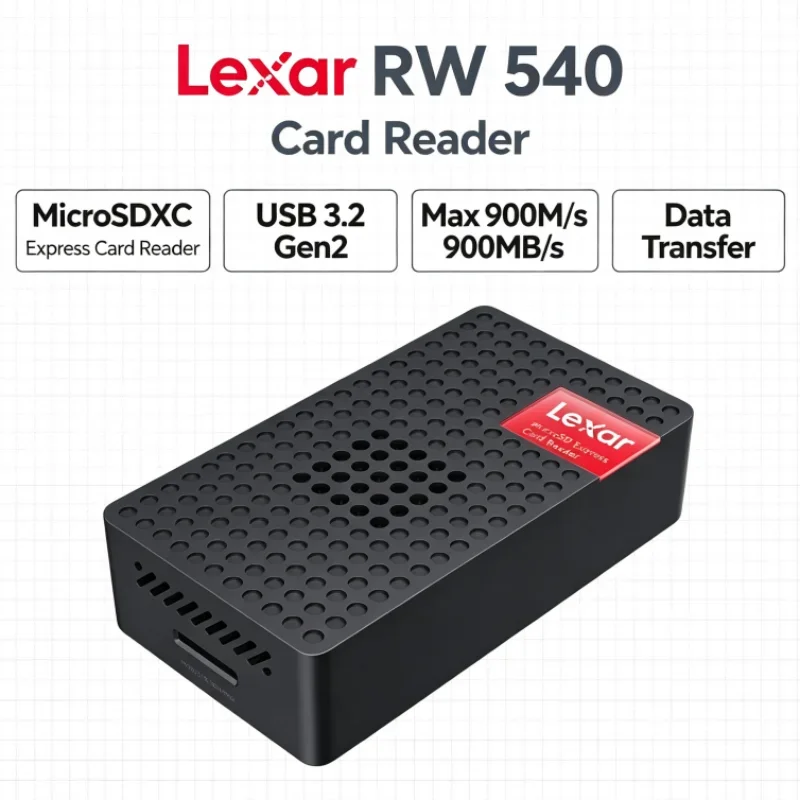 Lexar RW540 MicroSDXC Express Card Reader Max 900MB/s PLAY PRO MicroSD Card Reader Built-in Fan for Switch 2 Data Transfer