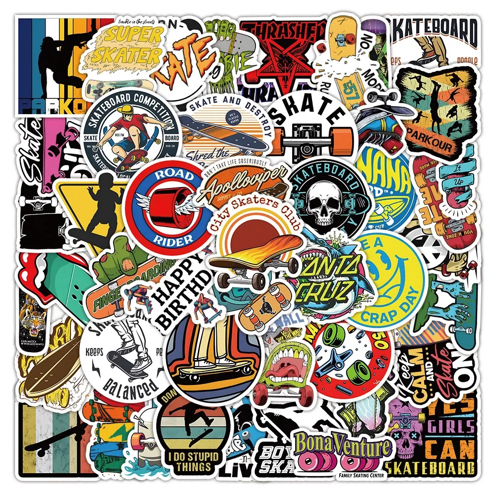 10/52 قطعة الأسطوانة سكيت متزلج فتاة بوي ملصقات ل لوح التزلج القرطاسية DIY بها بنفسك حساب اليد ملصق الجمالية سكرابوكينغ المورد #2