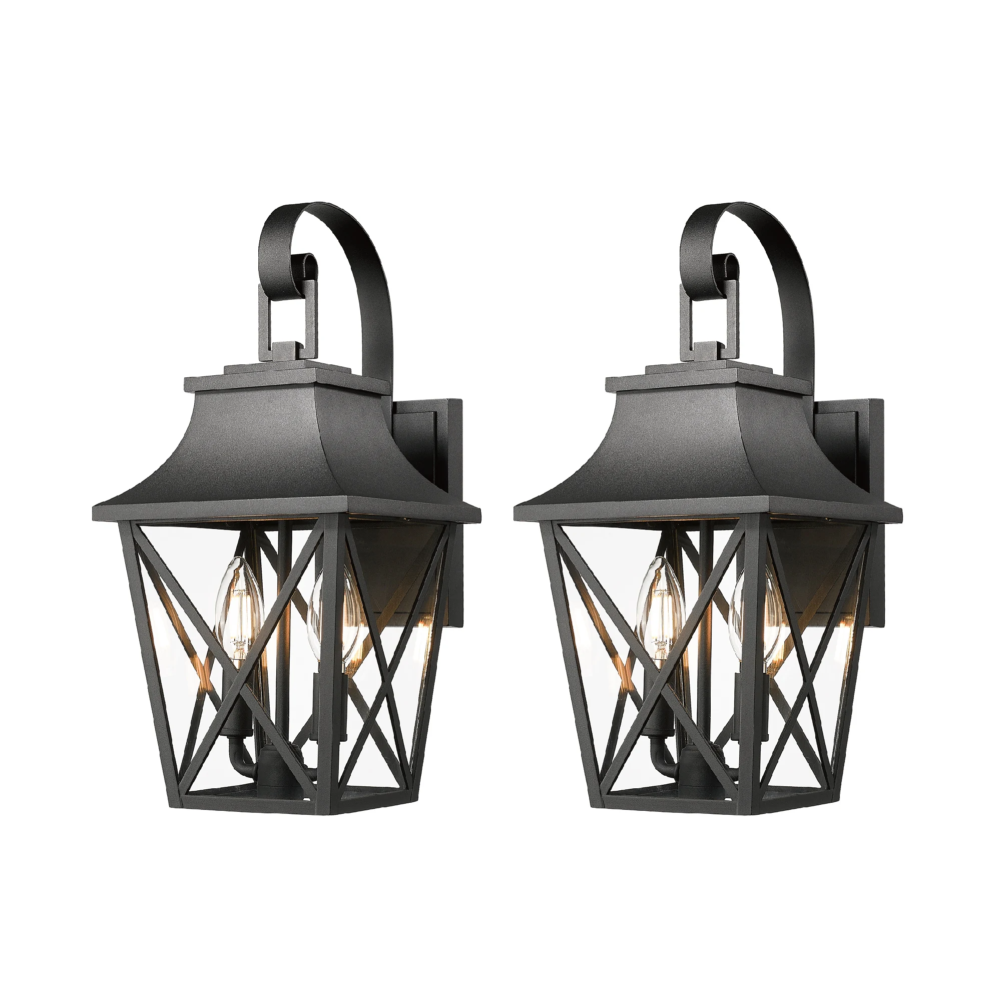 

2pcs Outdoor Wall Lantern Large Outside Modern Wall Sconce Light Fixture Porch Light Wall Mount with Glass Waterproof