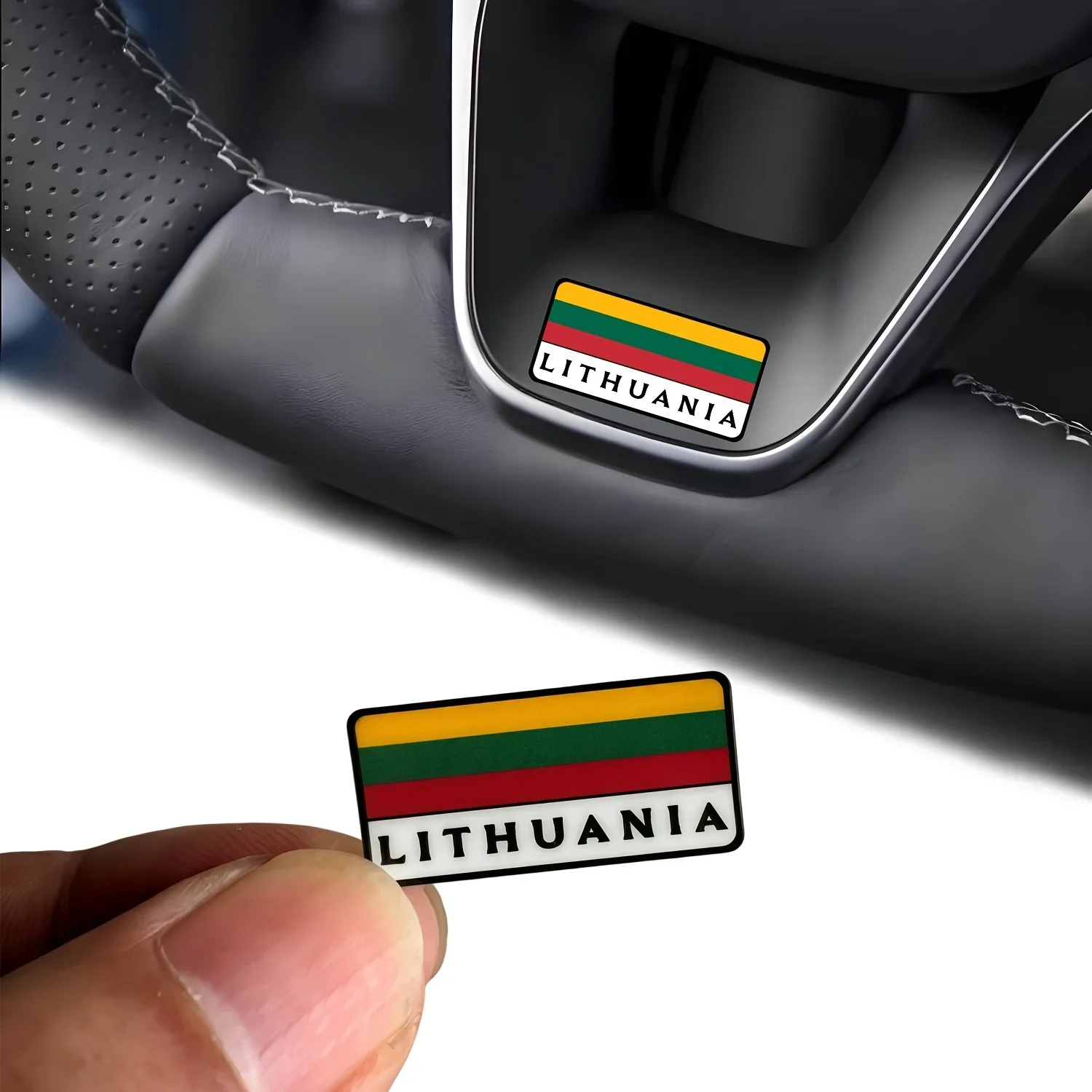 1set Lithuania Flag Car Sticker Waterproof Vinyl Decal Door Air Vent Handle Dashboard Panel Interior Exterior Accessories Decals