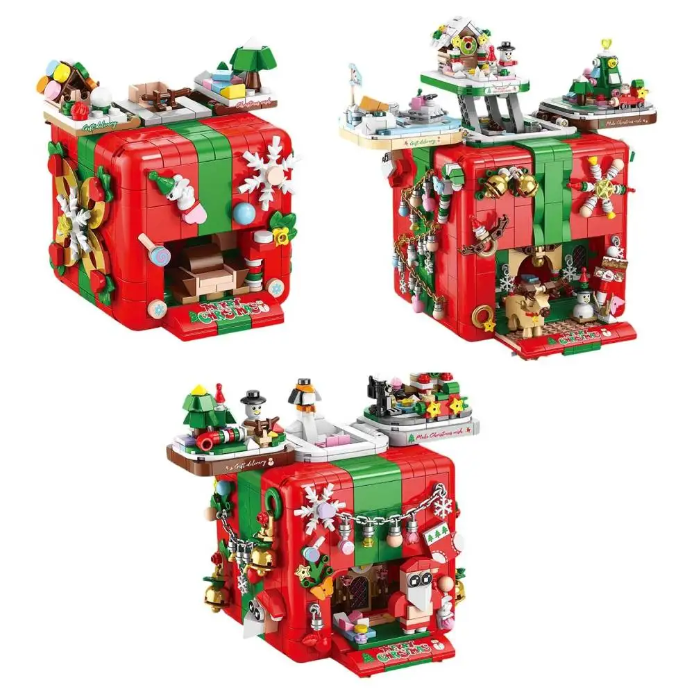 

Christmas Box Model Building Blocks MOC 3 Sizes of Gift Boxes Special Edition Festive Bricks Creative Ideas Toy Girls Boys Kids