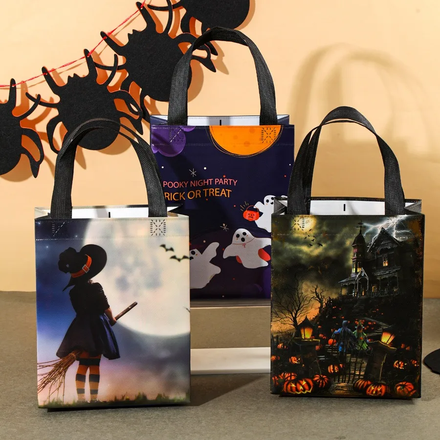 

Halloween Gift Bag Non-Woven Fabric Handbag Pumpkin Bat Witch Castle Candy Bag Happy Ghost Festival Halloween Party Decor