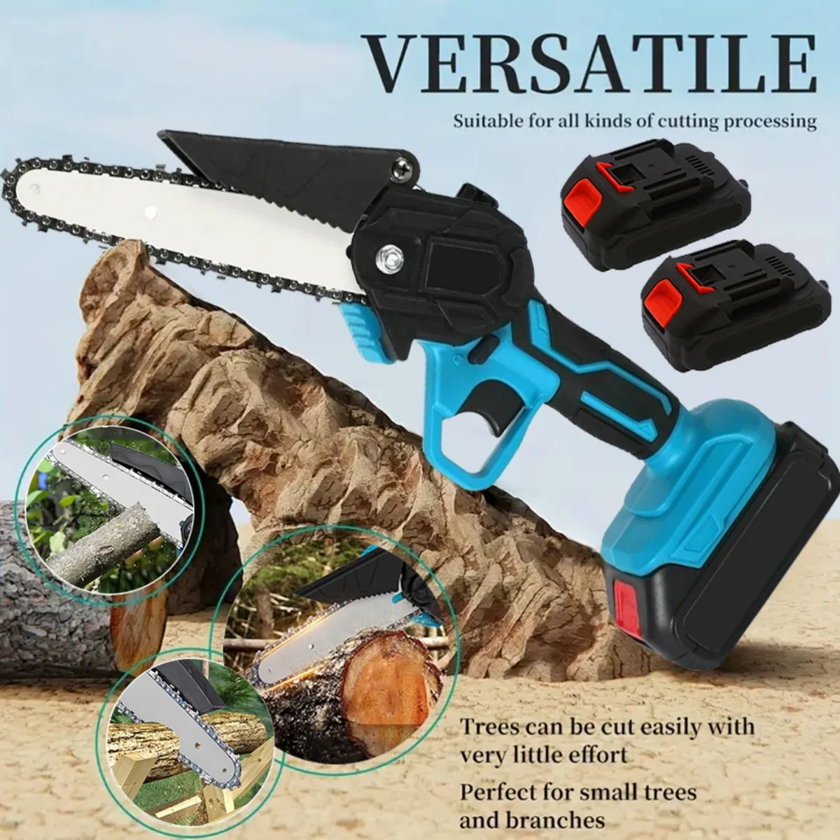 

Mini Chainsaw Wireless, 6-inch Handheld Electric Chainsaw，Equipped With Battery, 23 Feet/second Speed