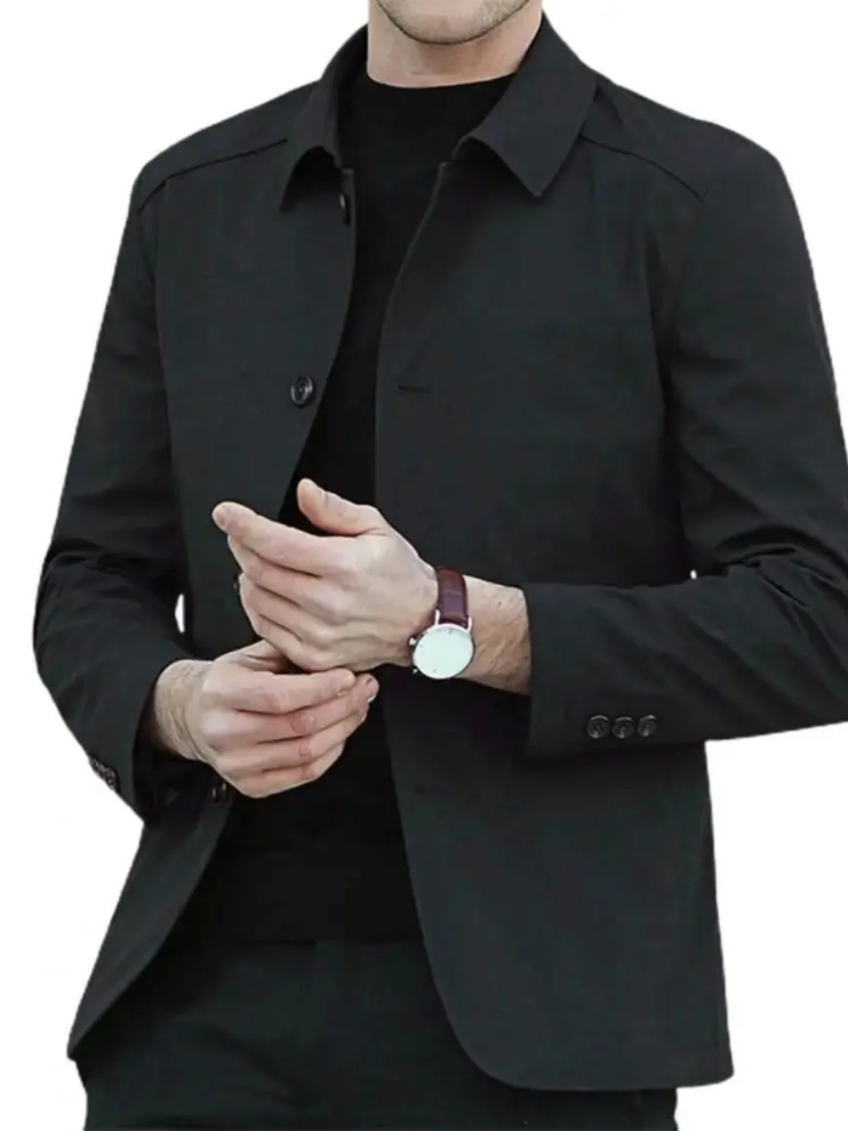 Męska koszula z kołnierzykiem, zapinana na guziki, casualowa, luźny krój, długi rękaw, regularna długość, zapinana na jeden guzik, odzież wierzchnia.