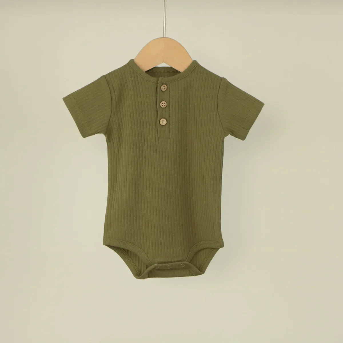 

2025 Summer Newborn Baby 0-24M Raglan Sleeve Ribbed Short Sleeve Romper Triangular Onesie Bodysuit