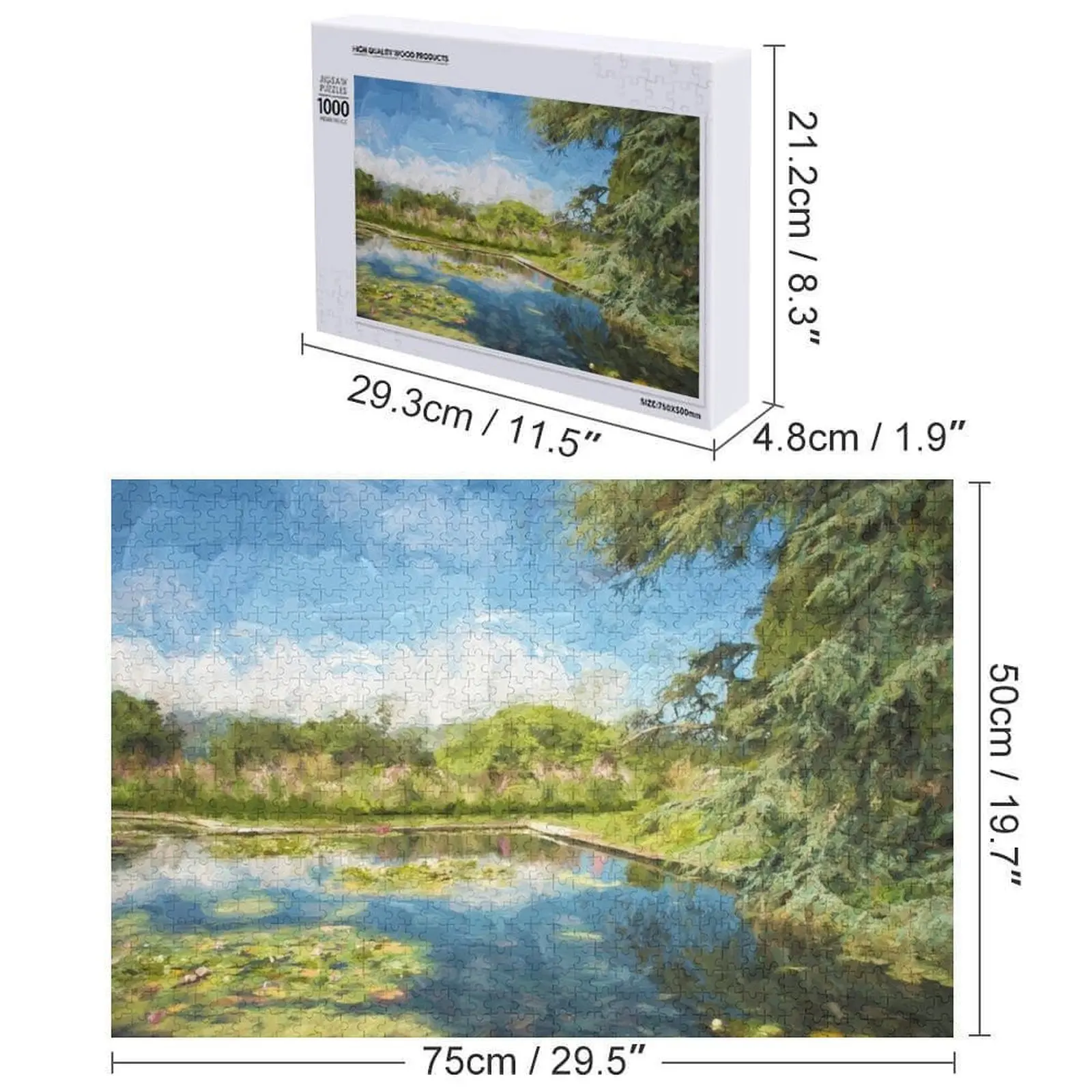 Bodnant garden in impressionist style Jigsaw Puzzle Wood Name Personalized Gift Married Personalized Toy Game Children Puzzle