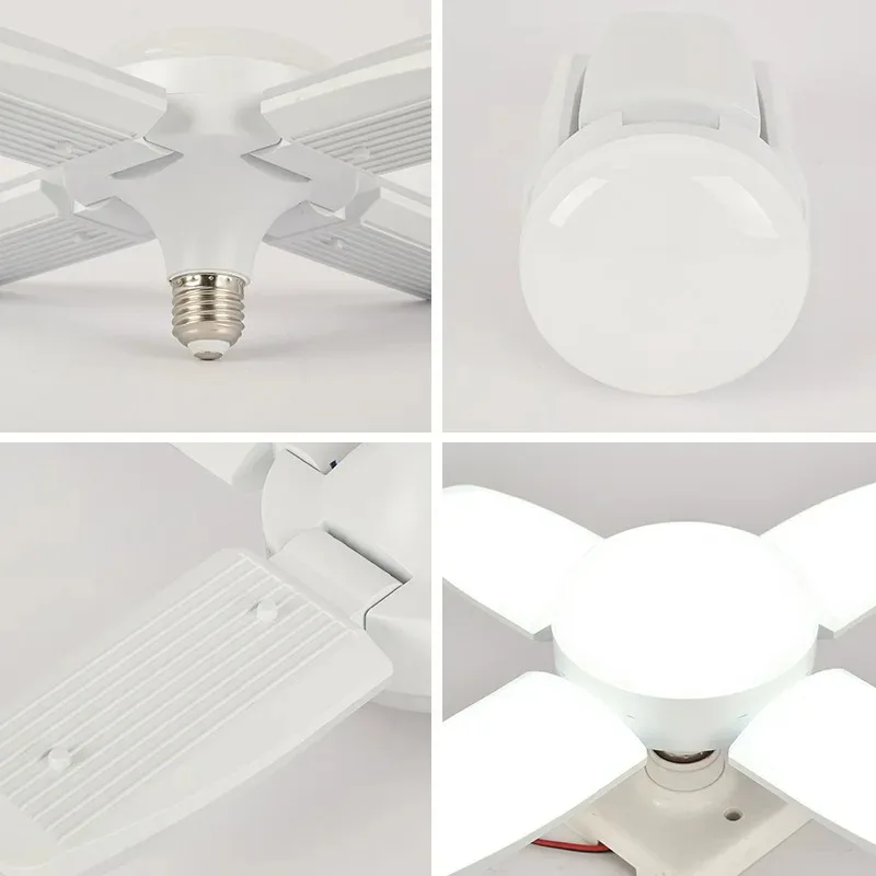 Fan Shape LED Bulb E27 LED Lamp Foldable 220V 110V 40 LEDs Light Bulbs For Home Ceiling Lamp Warehouse Garage Light Warm White