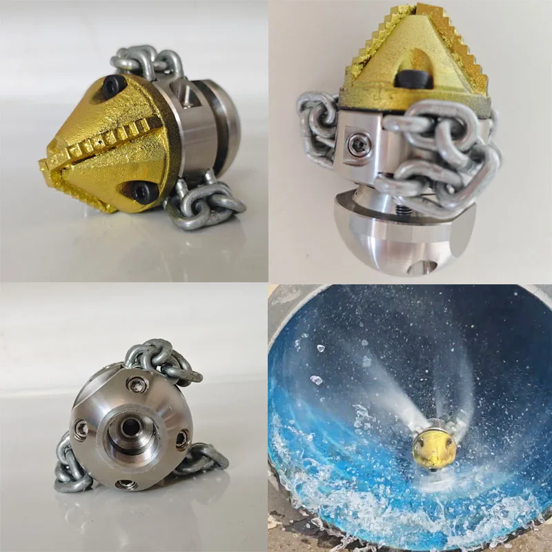 0.8kg High Pressure Nozzle Rotary Blasting Clean Sewage Pipe Clogged Grease Root Stainless Steel Ceramic Nozzle 3/8 Alloy Head