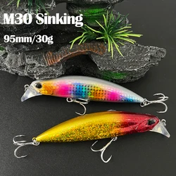95mm 30g Heavy Sinking Minnow Fishing Lures Deep Water Long Casting Pesca Wobblers Seabass Trout Artificial Jerkbait Accessories