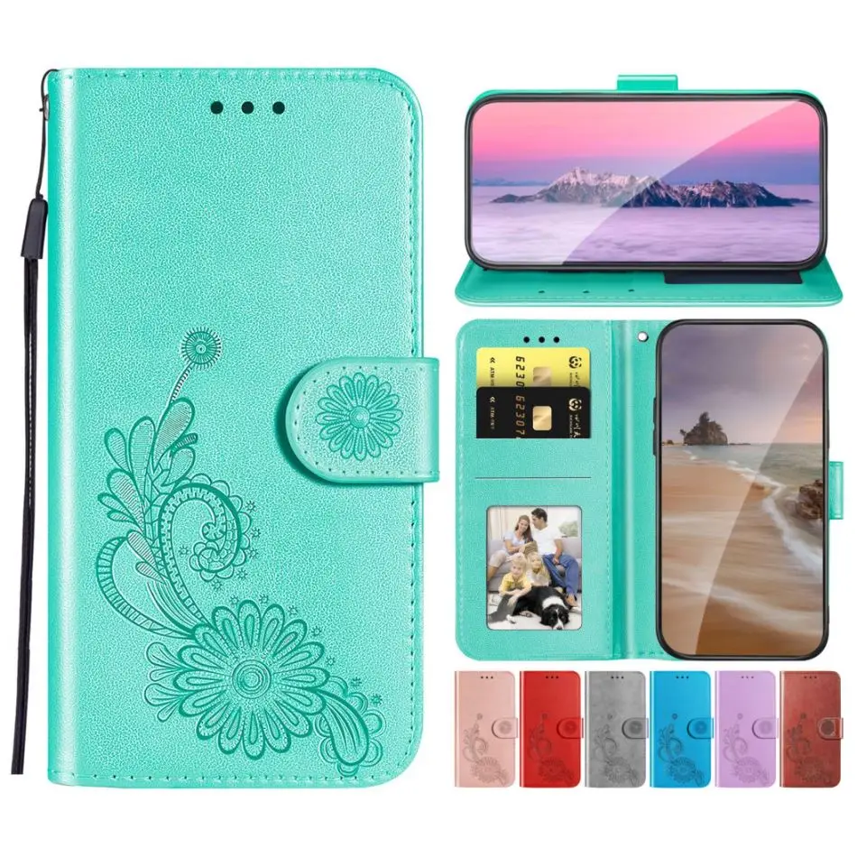 

Cute Lace Lotus Case For Samsung Galaxy A22 A31 A32 A40 A41 A42 A50 A51 A52 A70 A71 A72 A82 F62 F52 5G Wallet Leather Cover D13F