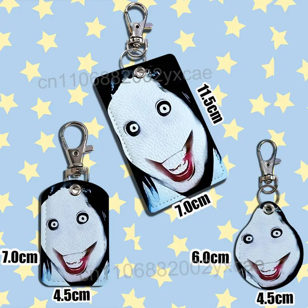 White face wide grin Killer Jeff Keychain Holder Suitable For Subway Bank Card Bus Card Case Badge Holder Wallet Card Textured