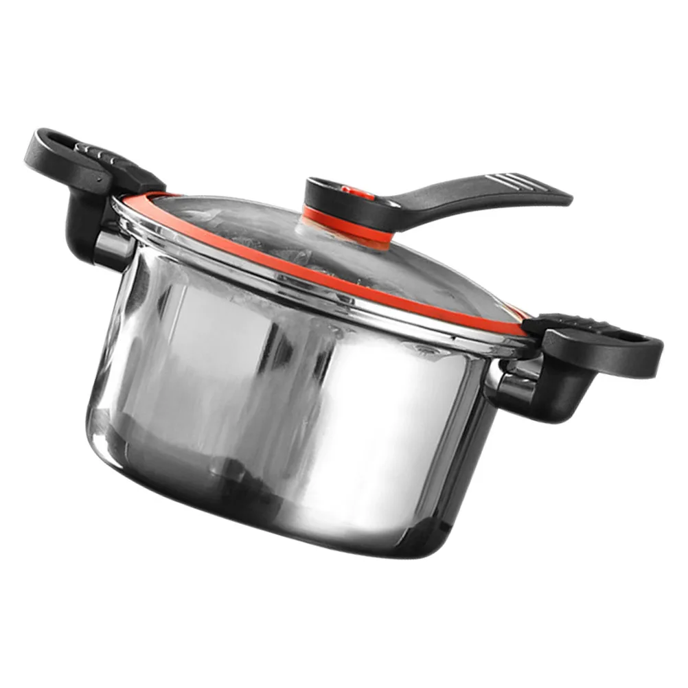 

Stainless Steel Pressure Cooker 5L Nonstick Soup Multi-Use Induction Gas Stove Household Cooking Pot Ergonomic Handle Heat