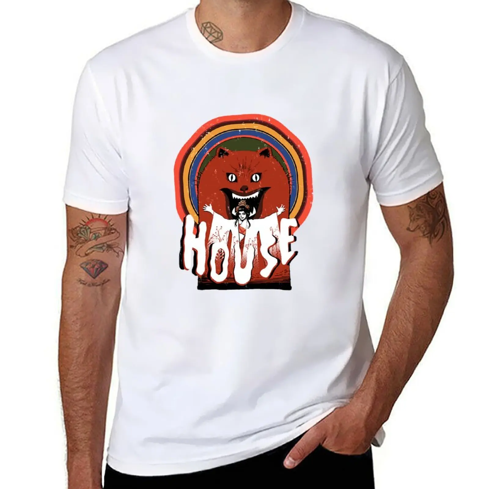 

(ハウス) Hausu T-Shirt Japanese Horror man graphic luxury man shirt for man Movie t shirts anime t t shirt Retro
